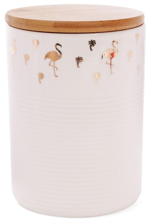Банка фарфоровая Фламинго 1000 мл с деревянной крышкой Розовый (BD-945-191)