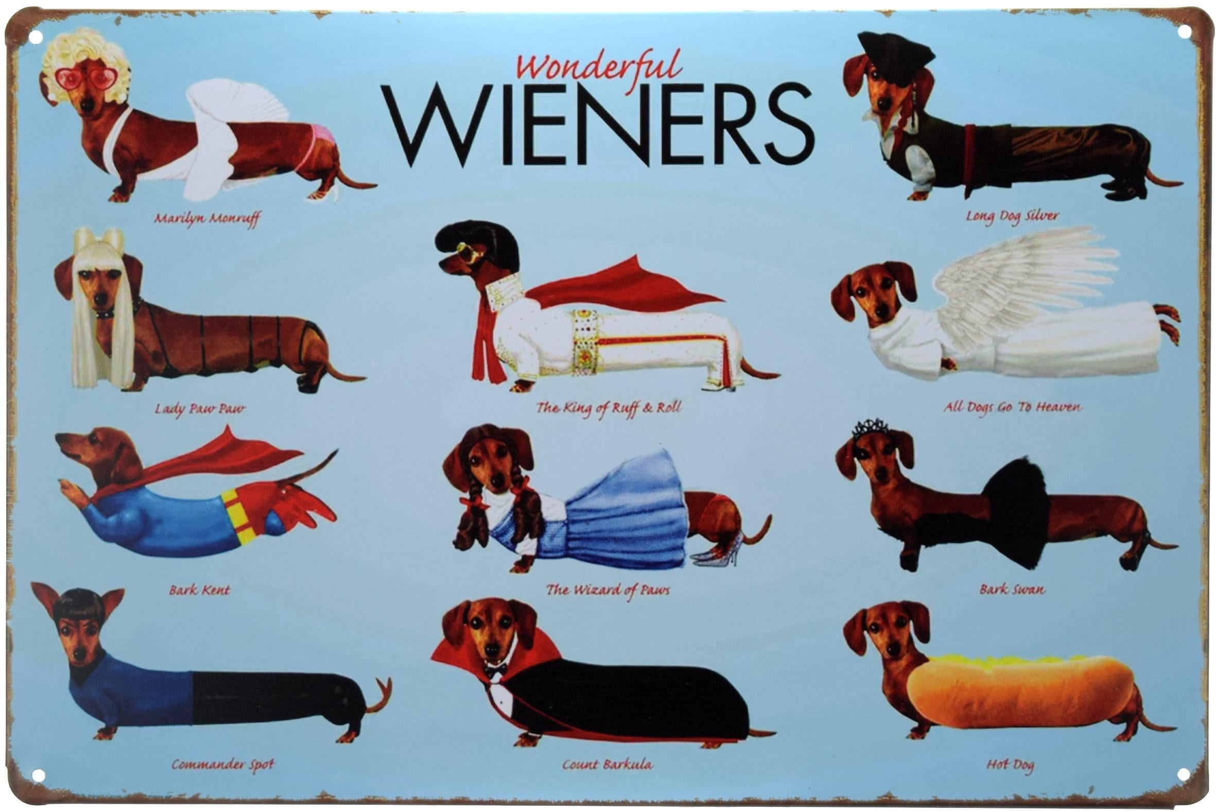 Табличка металлическая Замечательные Сардельки/Wonderful Wieners 20x30 см