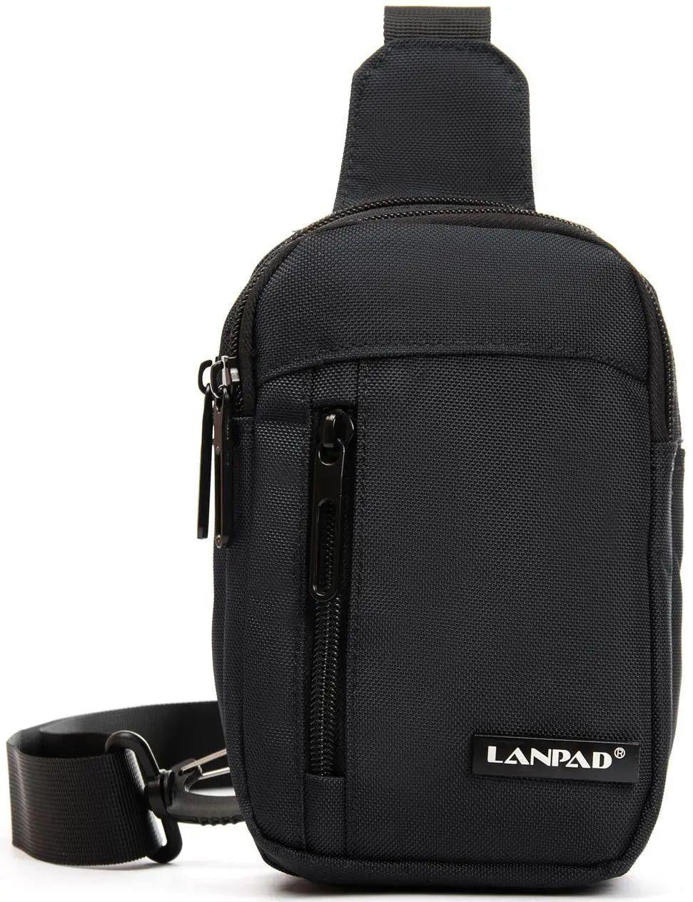 Сумка чоловіча тканинна Lanpad через плече Чорний (LAN0930 black)