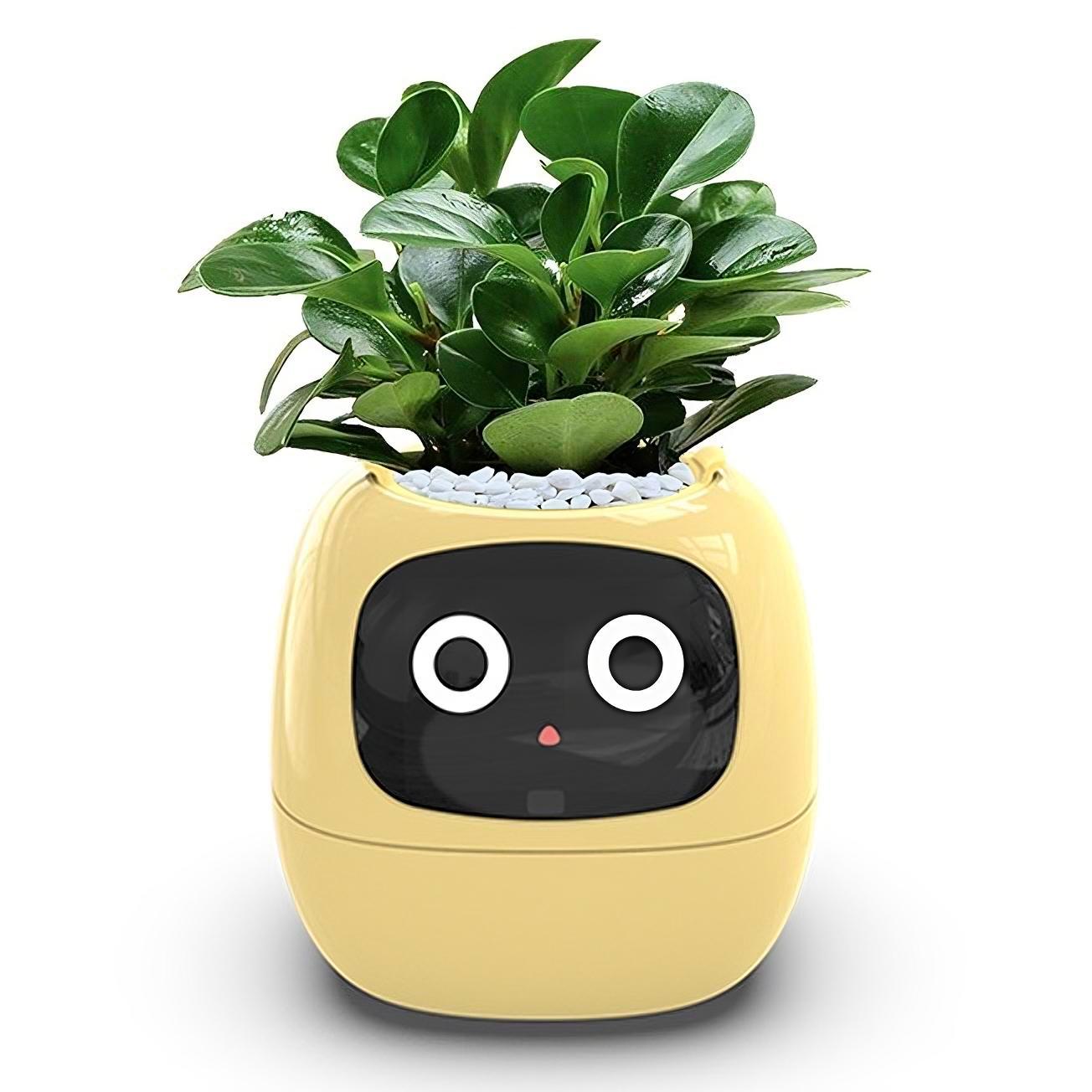 Интерактивный смарт горшок для растений Ivy Smart Planter Tuya AI Умный горшок для растений желтый (Горщ_желт)