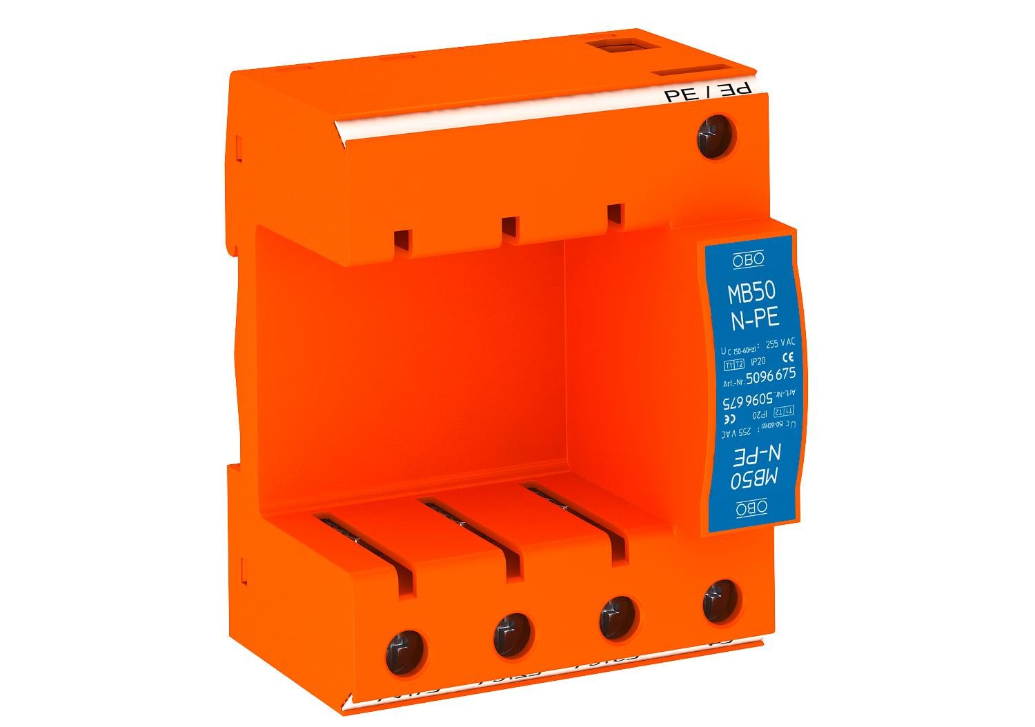 Основа обмежувача перенапруги OBO bettermann MB 50-3+NPE 3P+N/PE 50кА 280 В класc 1+2 B+С (5096675)
