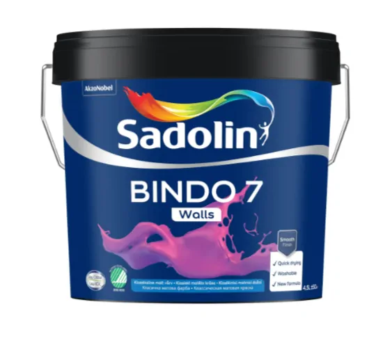Краска для стен и потолков Sadolin Bindo 7 матовая моющая 9 л (29-3138-3578)