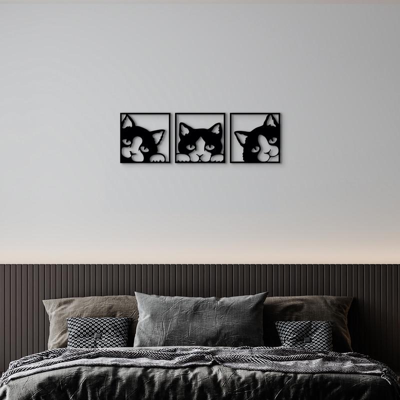 Декоративное панно Коты из дерева 20х65 см (0066 20х65см)