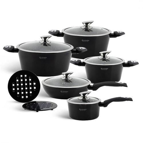 Набір посуду Edenberg EB-5613 з тришаровим мармуровим покриттям та турбоіндукційним дном 12 пр.