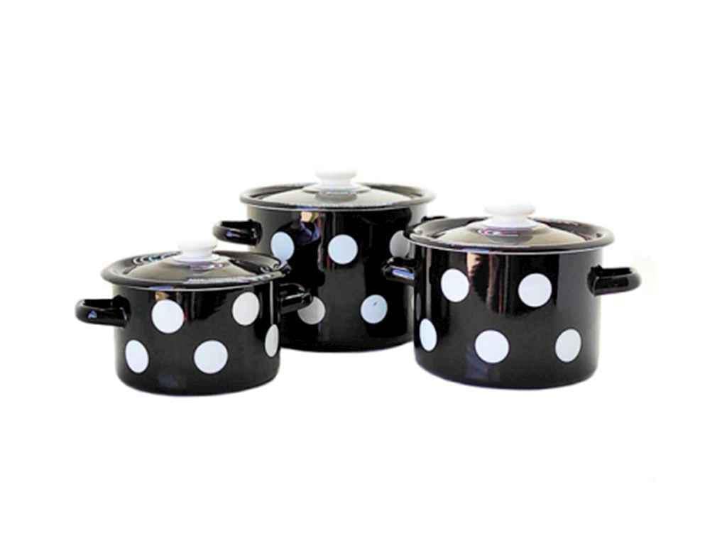 Набор посуды Idilia I842 Белый горох 3 пр. Черный (1067444)