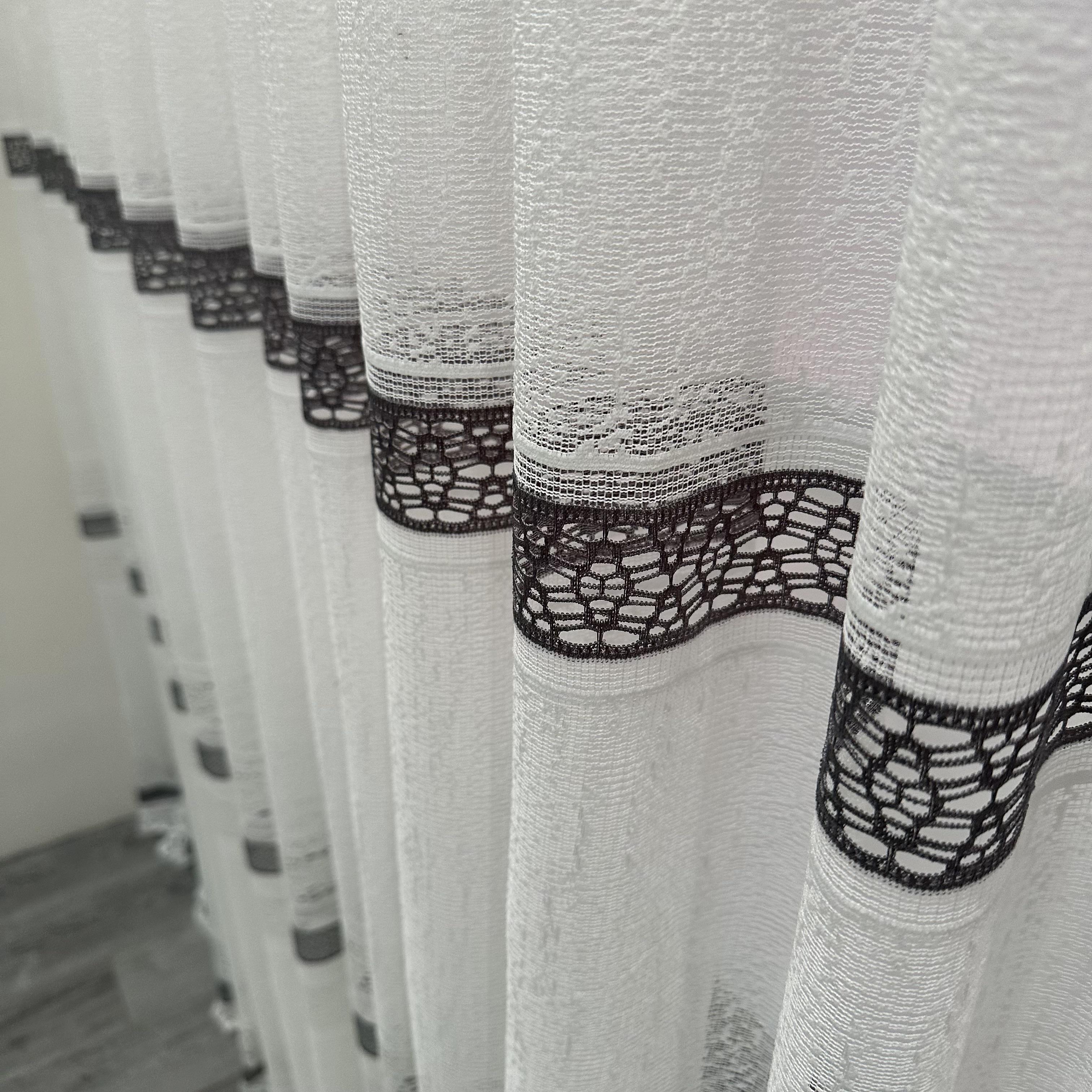 Тюль жаккард готова с узором 300х270 см на тесьме 6 см 2 ряда петель Серый/Белый (ТПС-3) - фото 3 Тюль жаккард готова с узором 300х270 см на тесьме 6 см 2 ряда петель Серый/Белый (ТПС-3) - фото 3