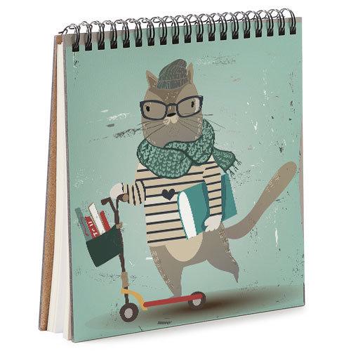 Скетчбук Кот в очках на самокате 16,7x18 см (BDK_FFL009) Скетчбук Кот в очках на самокате 16,7x18 см (BDK_FFL009)