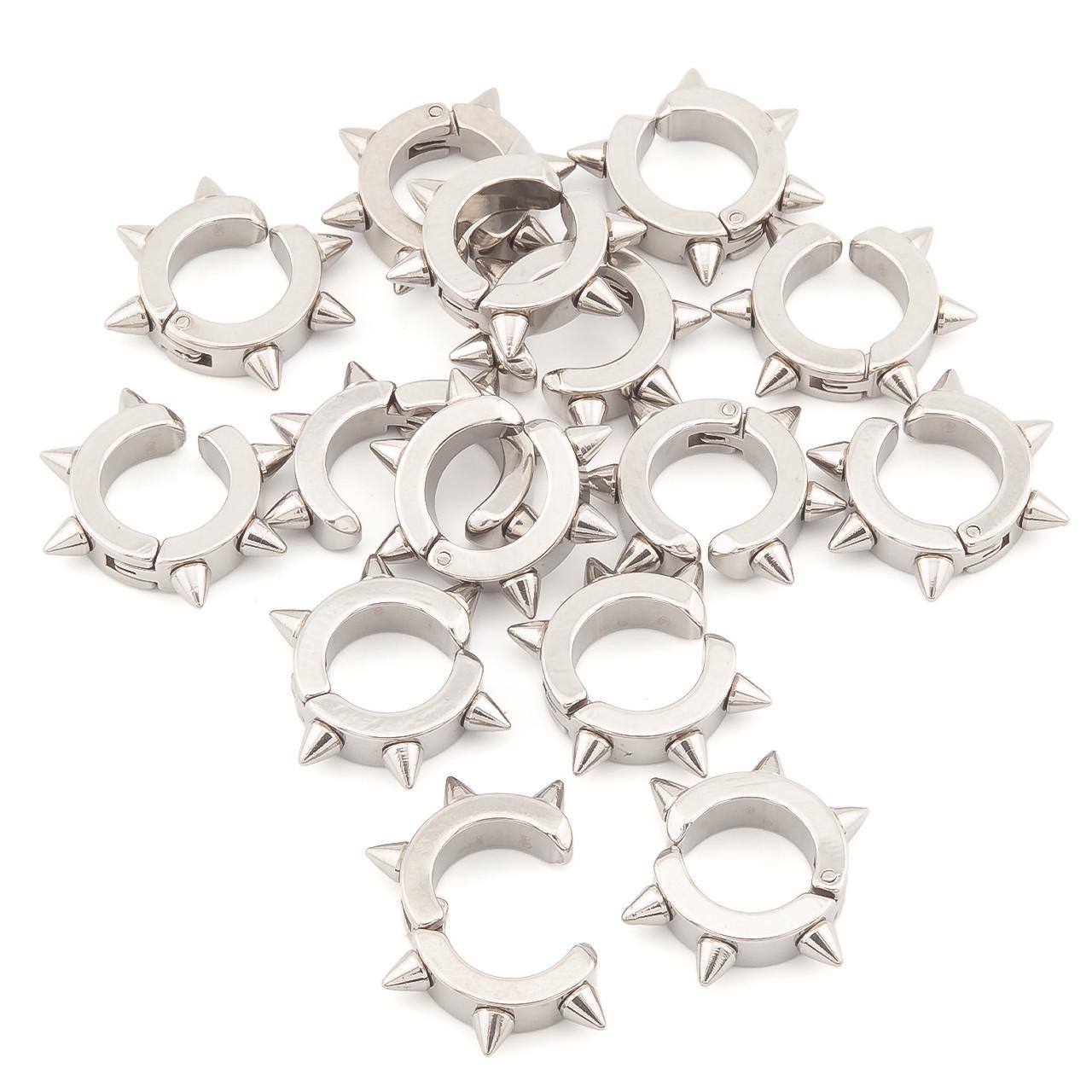 Серьга обманка нержавеющая сталь 19х4 мм 1 шт. Платина (ПС1904н01)