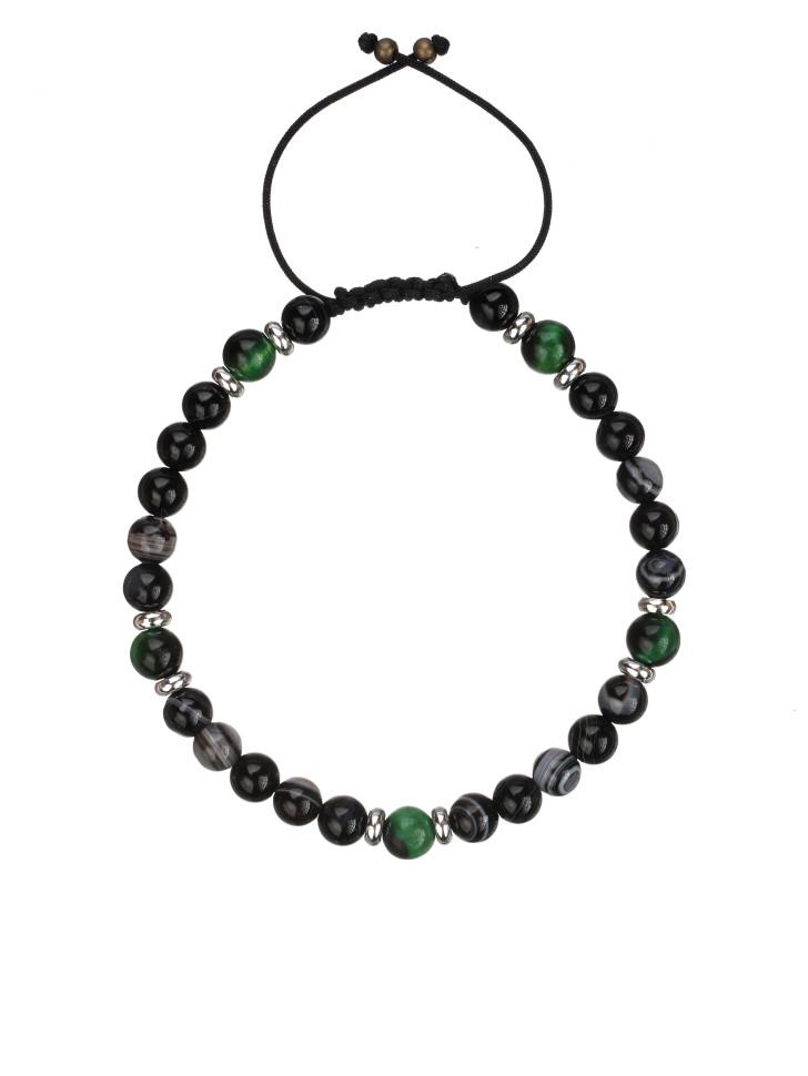 Браслеты мужские из натурального камня агат и кошачий глаз (3468)