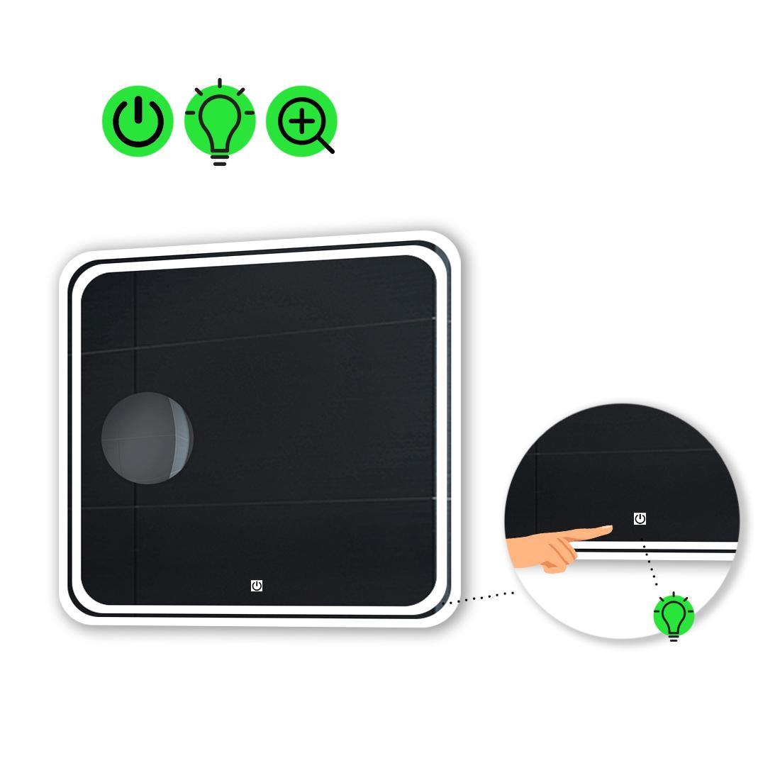 Зеркало с LED подсветкой Ottavia с сенсором и увеличительной линзой без подсветки 80x80 см (Ottaviak18)