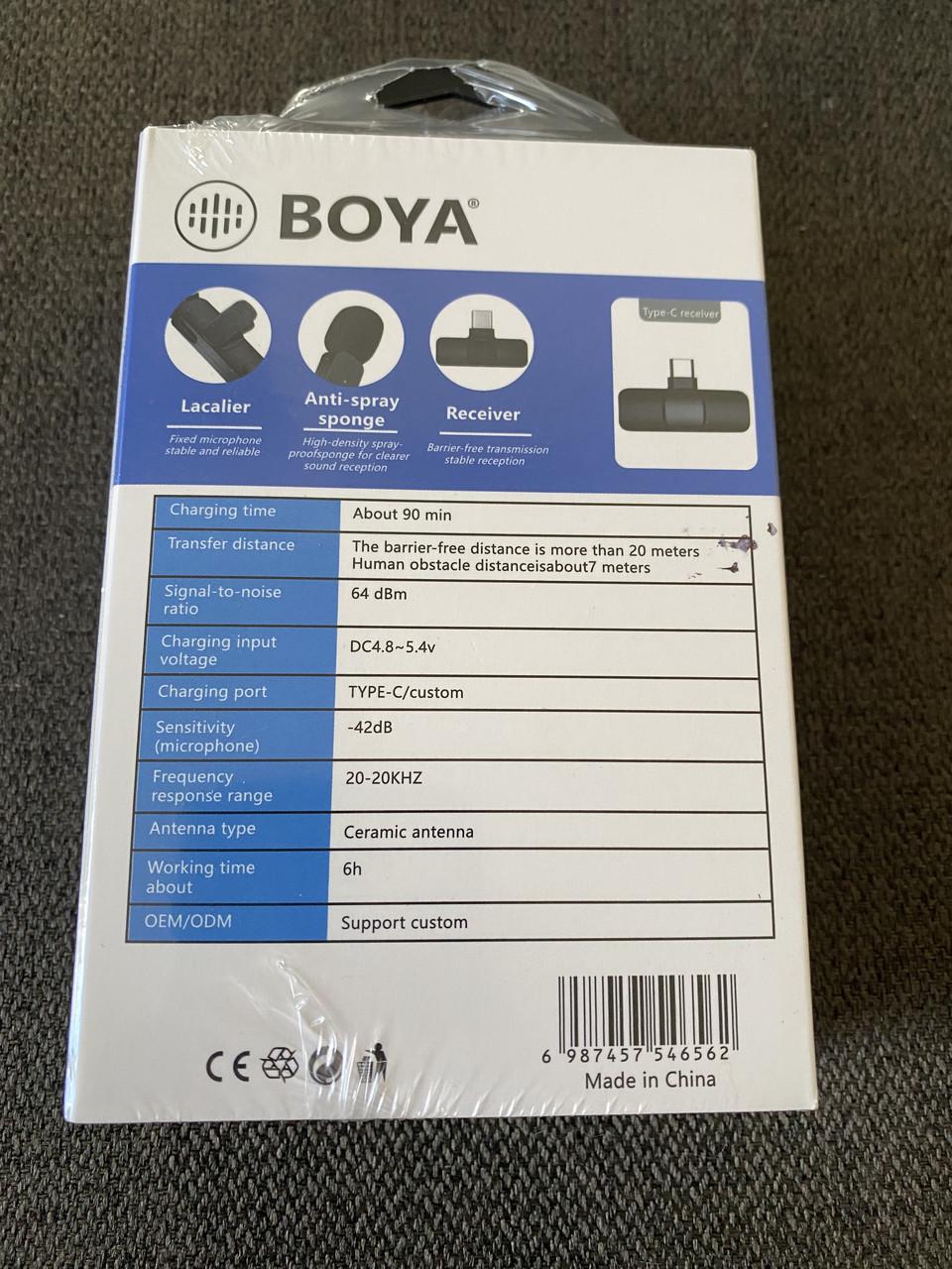 Микрофон петличный беспроводной Boya BY-MW3 из Type-C петличка для айфона/андроида 2 шт. (2610589312) - фото 2