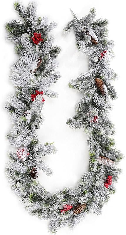 Гирлянда декоративная Ягодки и шишки из искусственной хвои 190 см