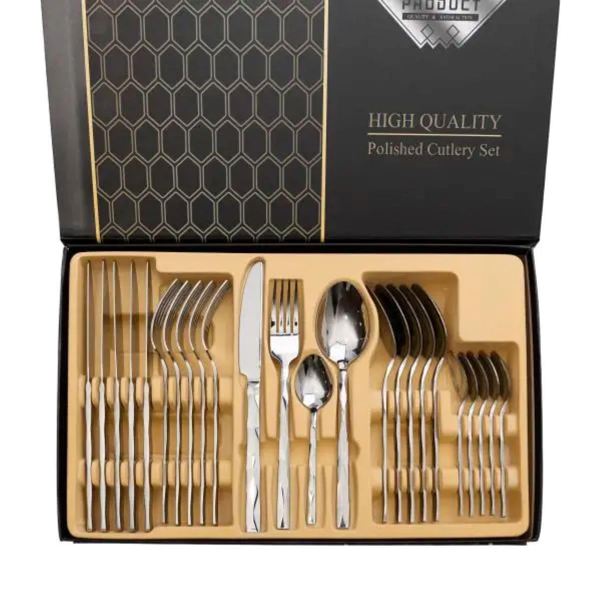 Набор столовых приборов на 6 персон 24 пр. Серебристый - фото 2 Набор столовых приборов на 6 персон 24 пр. Серебристый - фото 2