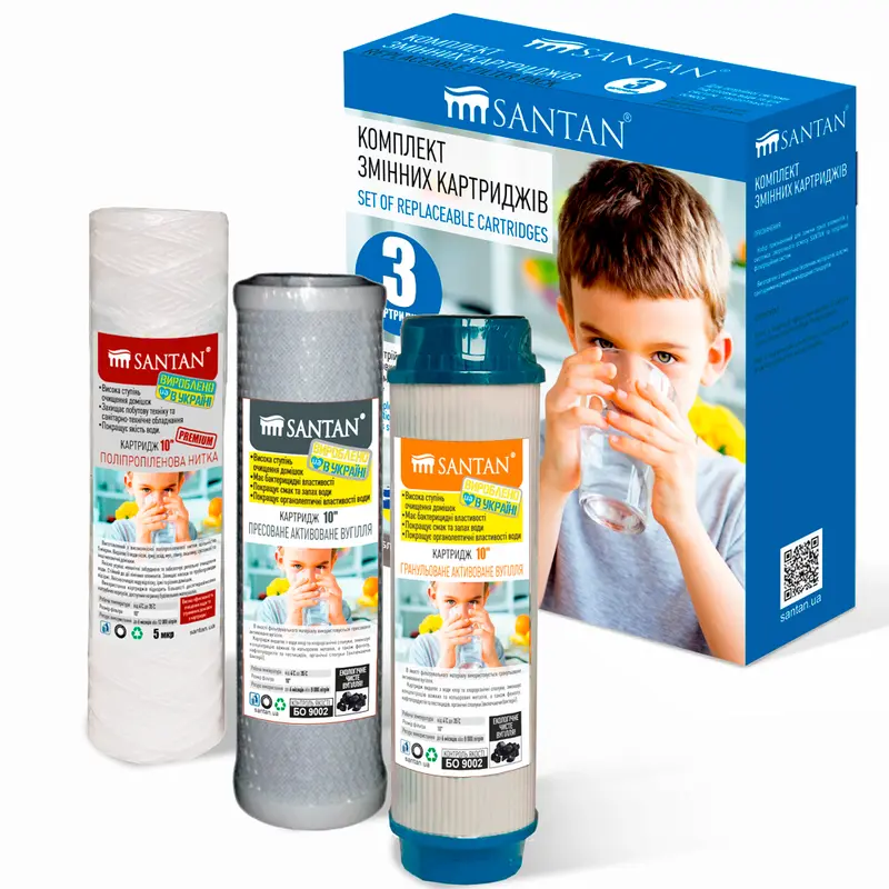 Комплект картриджей для фильтров обратного осмоса SANTAN Premium 10" (240410602)