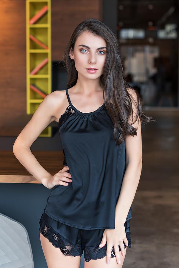 Пижамный комплект Forly шелковый с шортами XXL Black (SH0002-16-78_XXL)