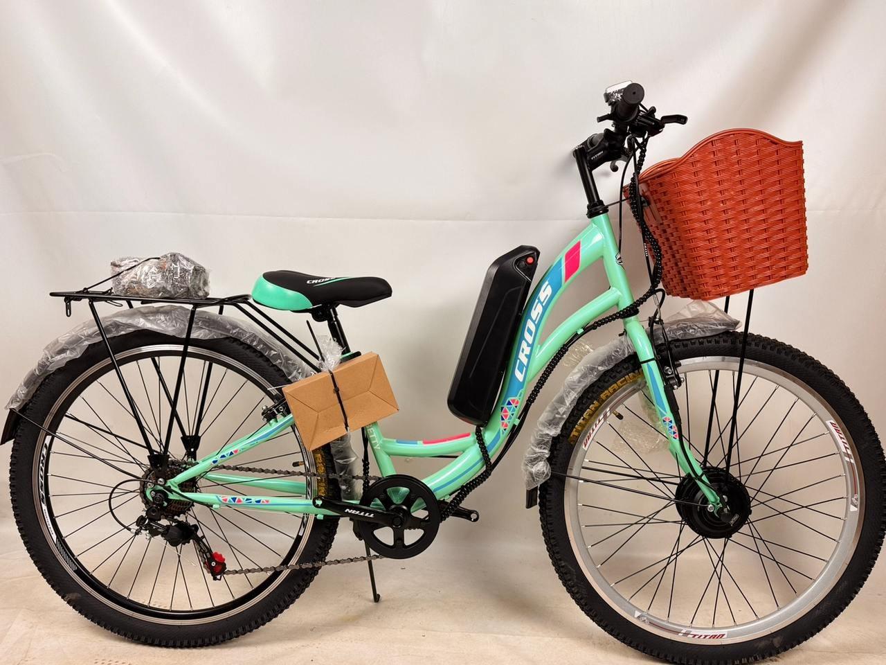 Электровелосипед Cross Betty 26" 13" Maxus FX-07 /36V10 Ah Салатово-голубой