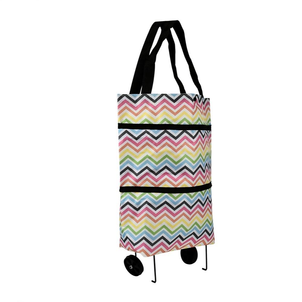 Тачка-сумка для покупок складная Stenson R32865 принт полоски полиэстеровая с металлом 43х38х15 см Разноцветный (693ccadd)