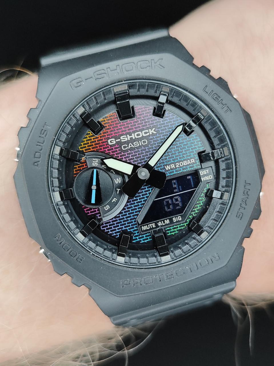 Наручные часы мужские Casio G-Shock GA-2100RW-1A ударопрочные с водозащитой 200 м/подсветкой Черный (2771879849)