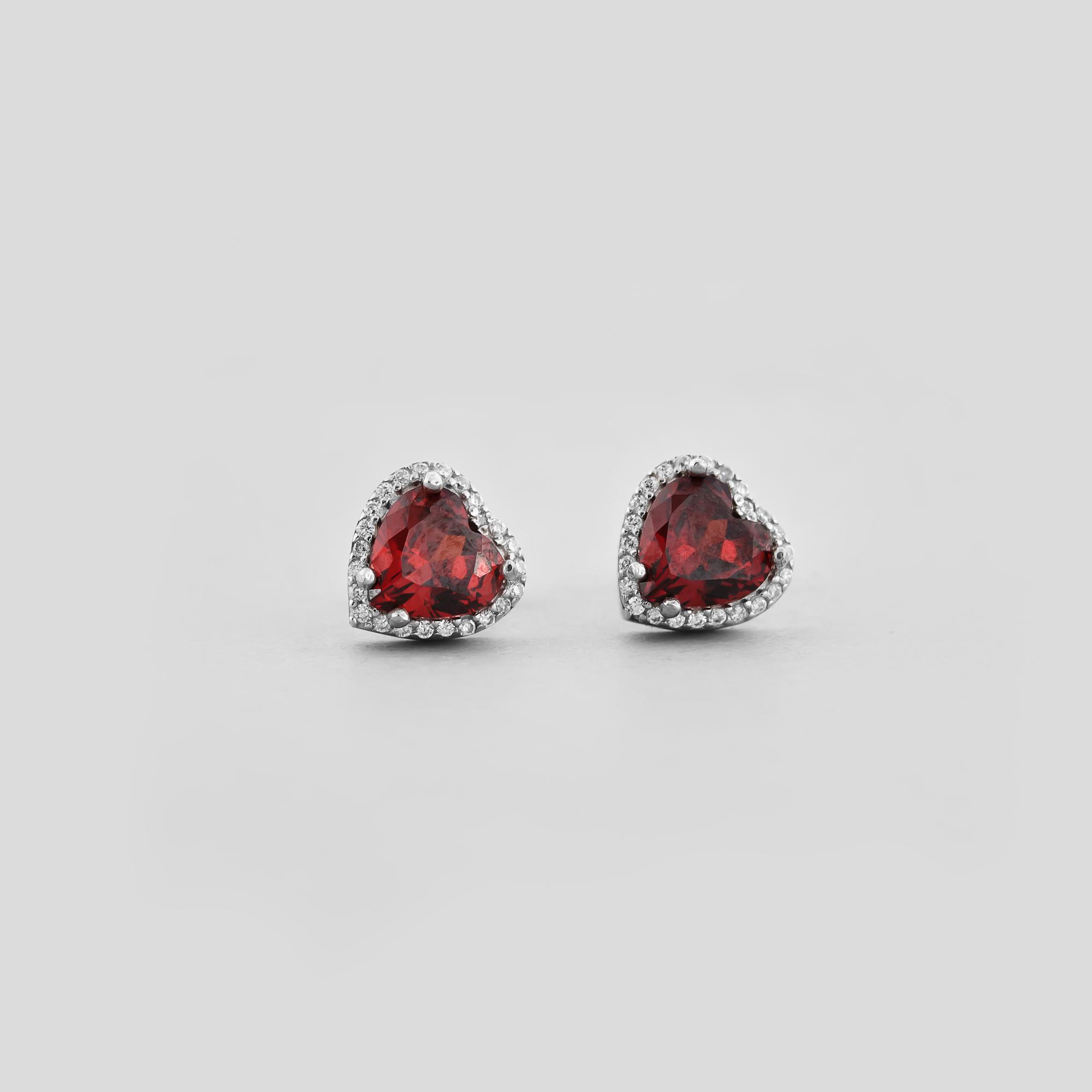 Серебряные серьги Minimal Рубиновая страсть (16577)