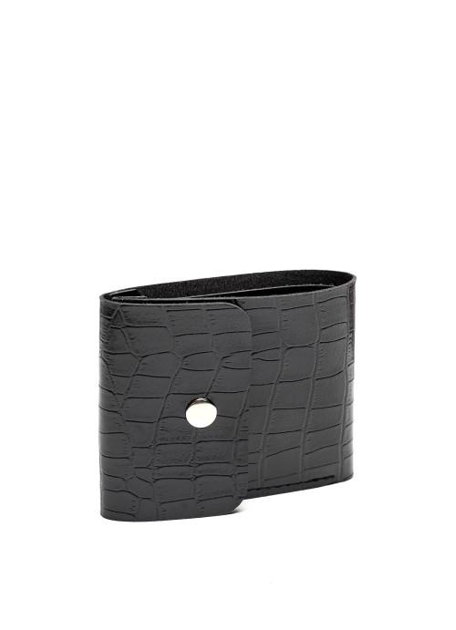 Гаманець жіночий на кнопці Sambag з екошкіри з принтом крокодила Чорний (10790119)