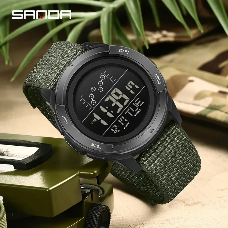 Наручные часы спортивные Sanda Men's Multi-Function с шагомером и компасом водостойкость 50 м Зеленый (2746863474) - фото 2 Наручные часы спортивные Sanda Men's Multi-Function с шагомером и компасом водостойкость 50 м Зеленый (2746863474) - фото 2