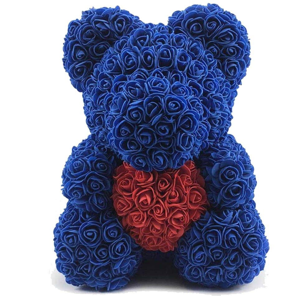 Мишка из роз 3D Teddy Flower с сердцем 40 см Синий Мишка из роз 3D Teddy Flower с сердцем 40 см Синий