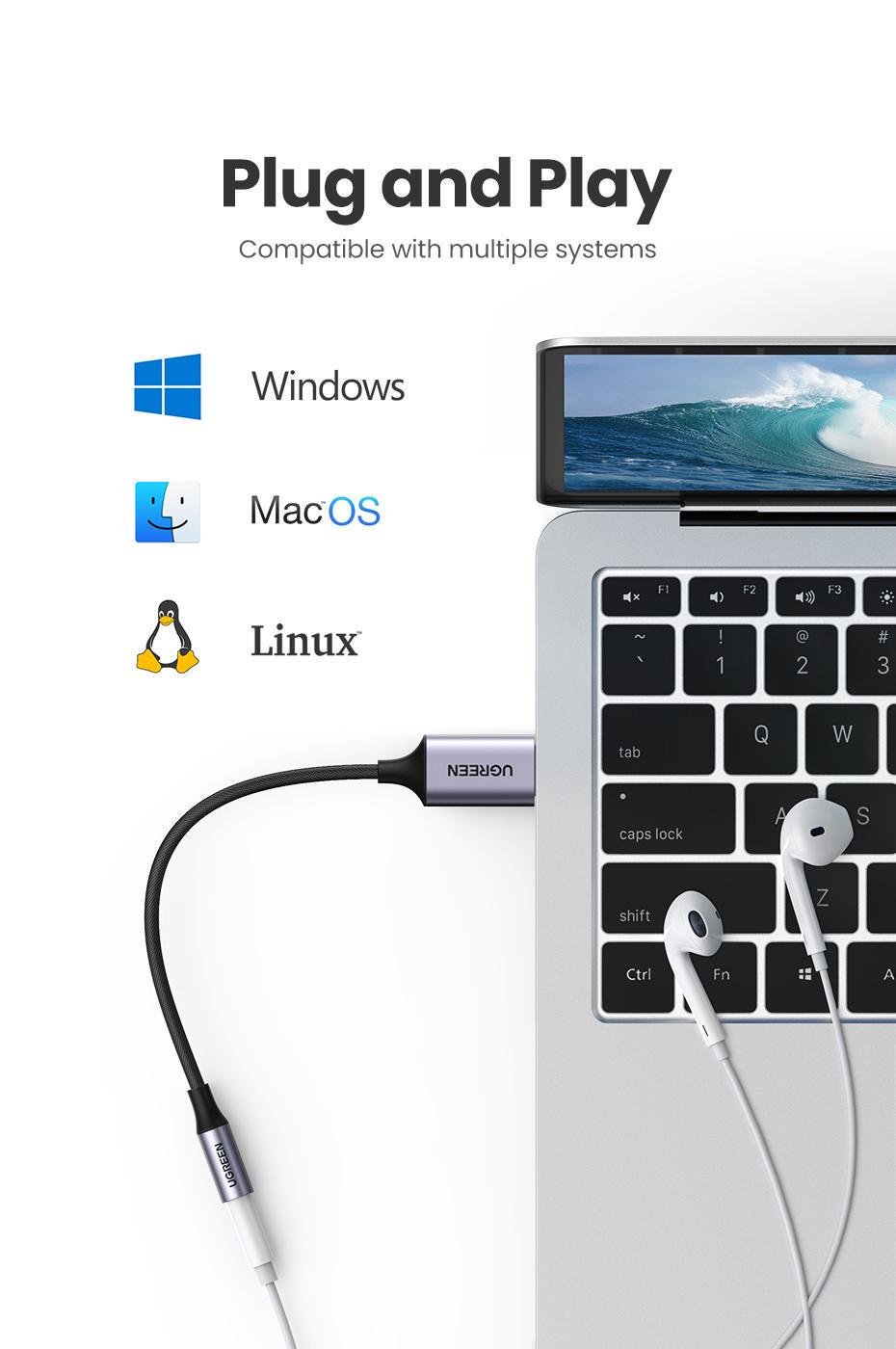 Звукова карта з підтримкою мікрофону UGREEN USB-3,5 мм minijack 24 біт/96 кГц TRRS AUX 4-піновий металевий Чорний (30757) - фото 4 Звукова карта з підтримкою мікрофону UGREEN USB-3,5 мм minijack 24 біт/96 кГц TRRS AUX 4-піновий металевий Чорний (30757) - фото 4