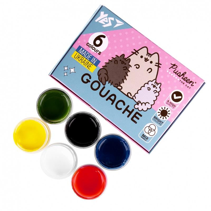 Краски гуашевые YES Pusheen 6 цветов по 20 мл с акварельной краской 6 цветов (230400) - фото 5 Краски гуашевые YES Pusheen 6 цветов по 20 мл с акварельной краской 6 цветов (230400) - фото 5