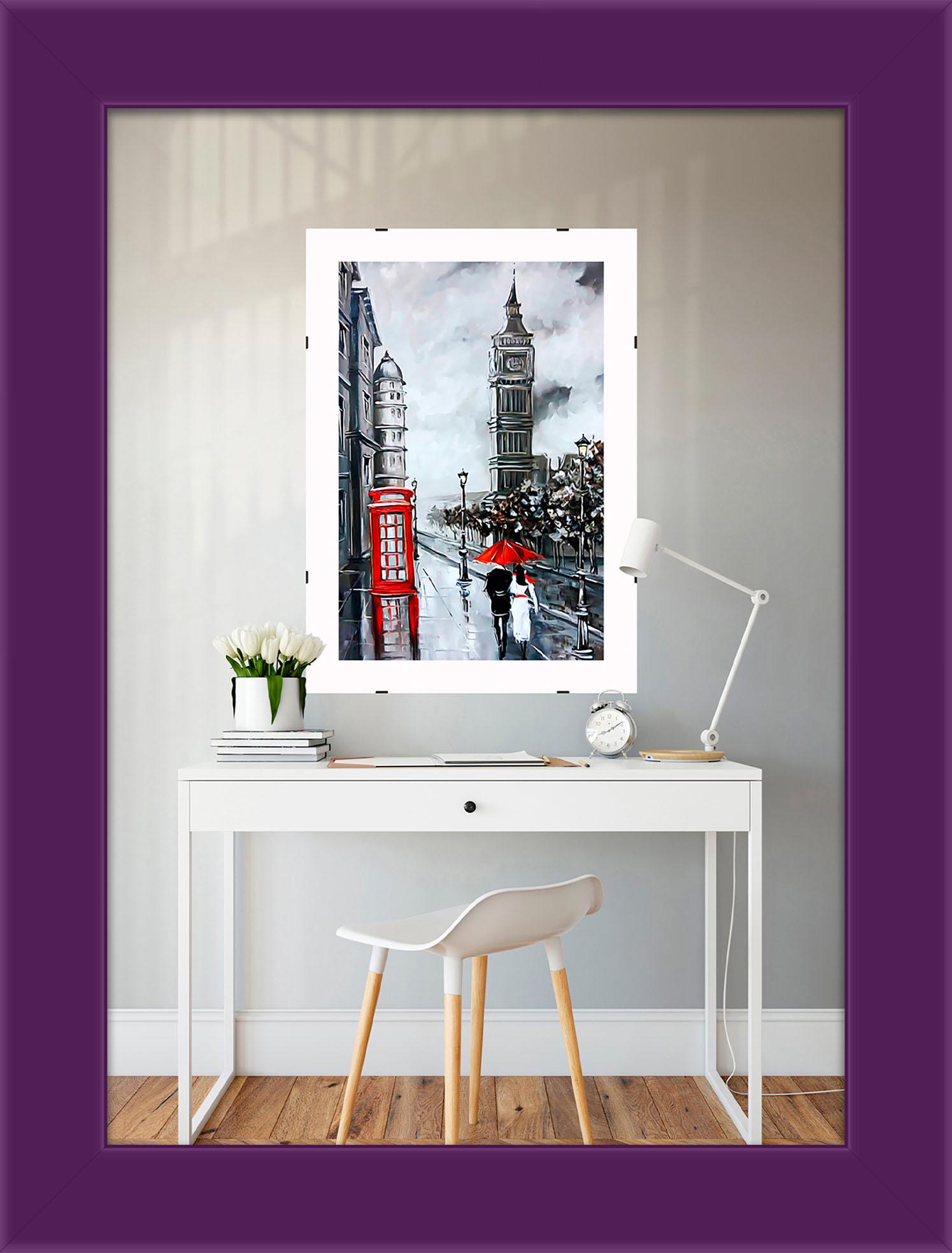 Фоторамка деревянная EmojiFrame 15х21 см А5 AH2220-14 антибликовое стекло 2 мм с ножкой Фиолетовый