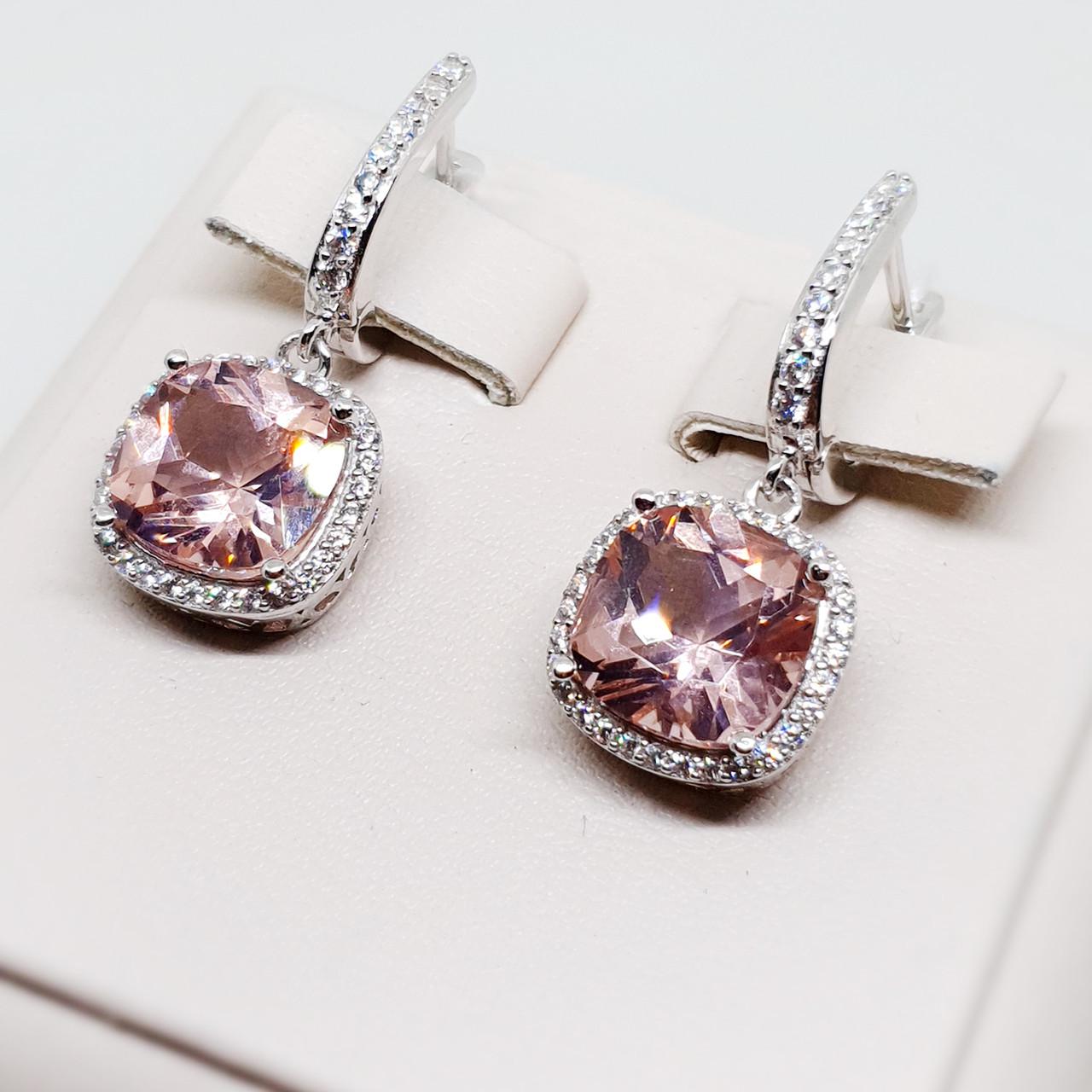 Серьги серебряные с морганитом 7 г (1534644923)