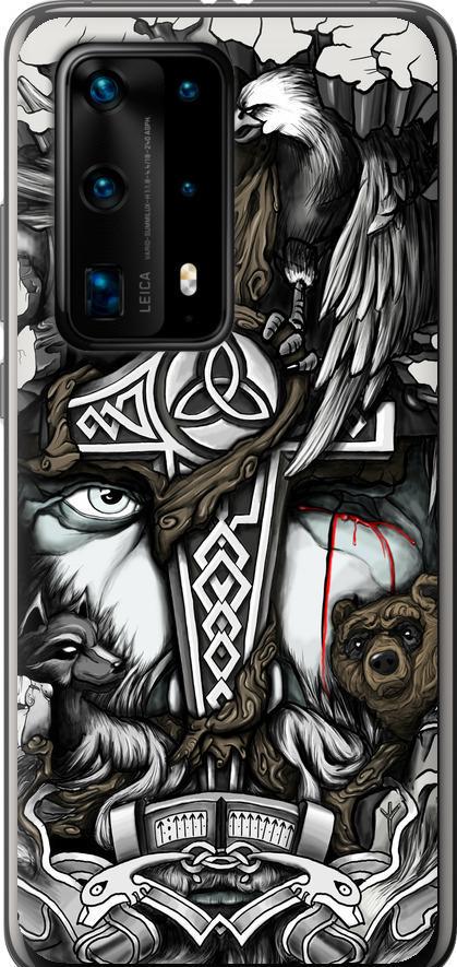 Чехол на Huawei P40 Pro Plus Тату Викинг (4098u-1917-42517)