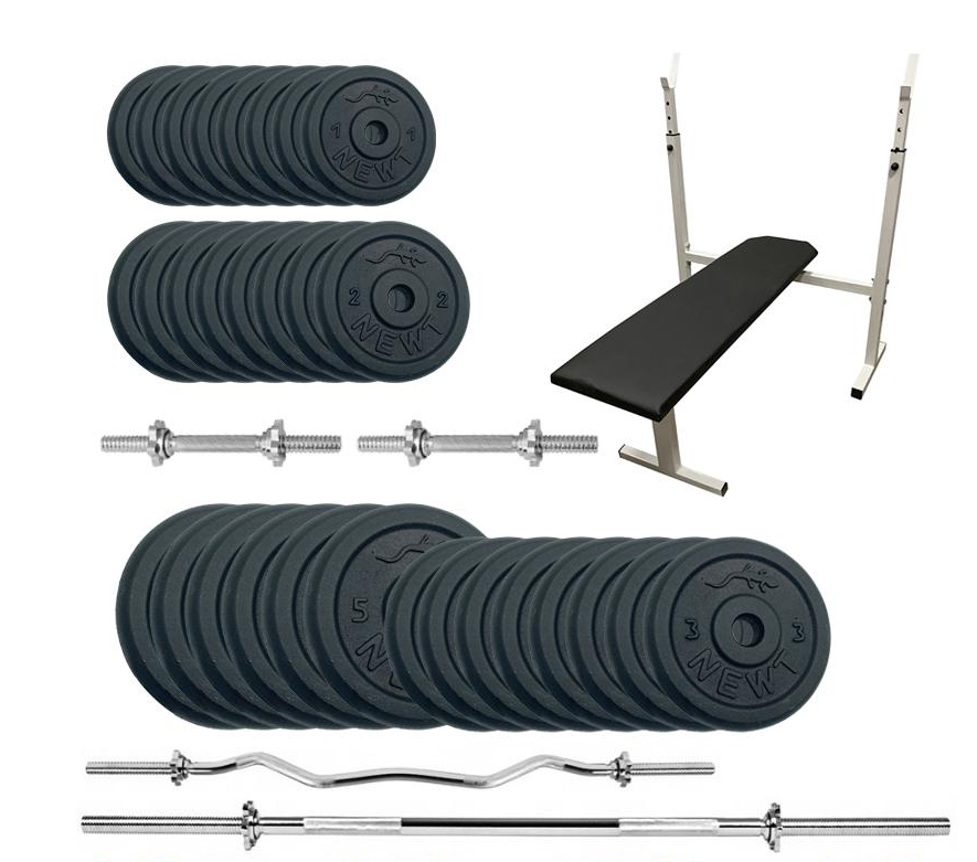 Лава для жиму горизонтальна Newt Stadard Set-STHW Home + штанга/гантелі 94 кг (3429)