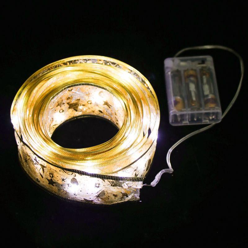 Гірлянда-стрічка на ялинку золотиста 5 см х 5 м живлення від батарейок (00378) - фото 2 Гірлянда-стрічка на ялинку золотиста 5 см х 5 м живлення від батарейок (00378) - фото 2