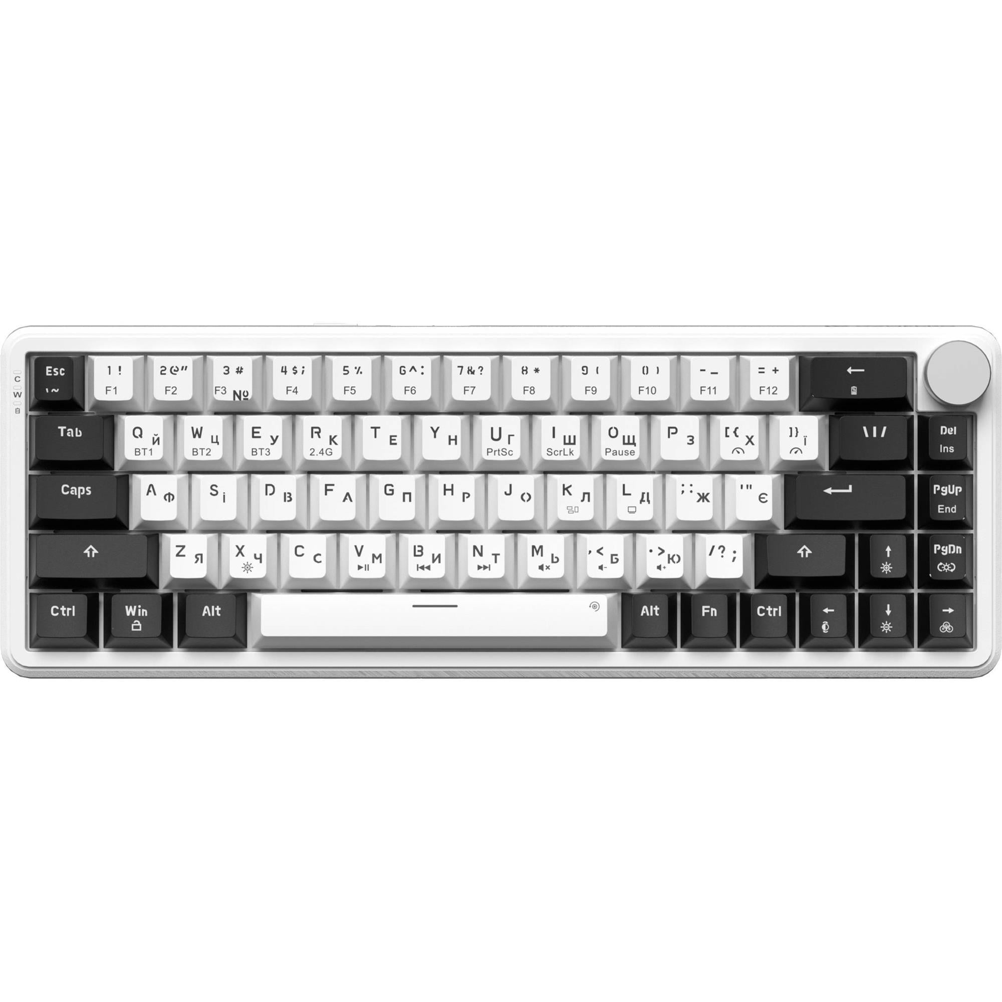 Клавиатура беспроводная механическая GamePro Asgard Valhalla 67 клавиш QLAB Orange RGB ENG/UKR/RU White (MK210W Pro)