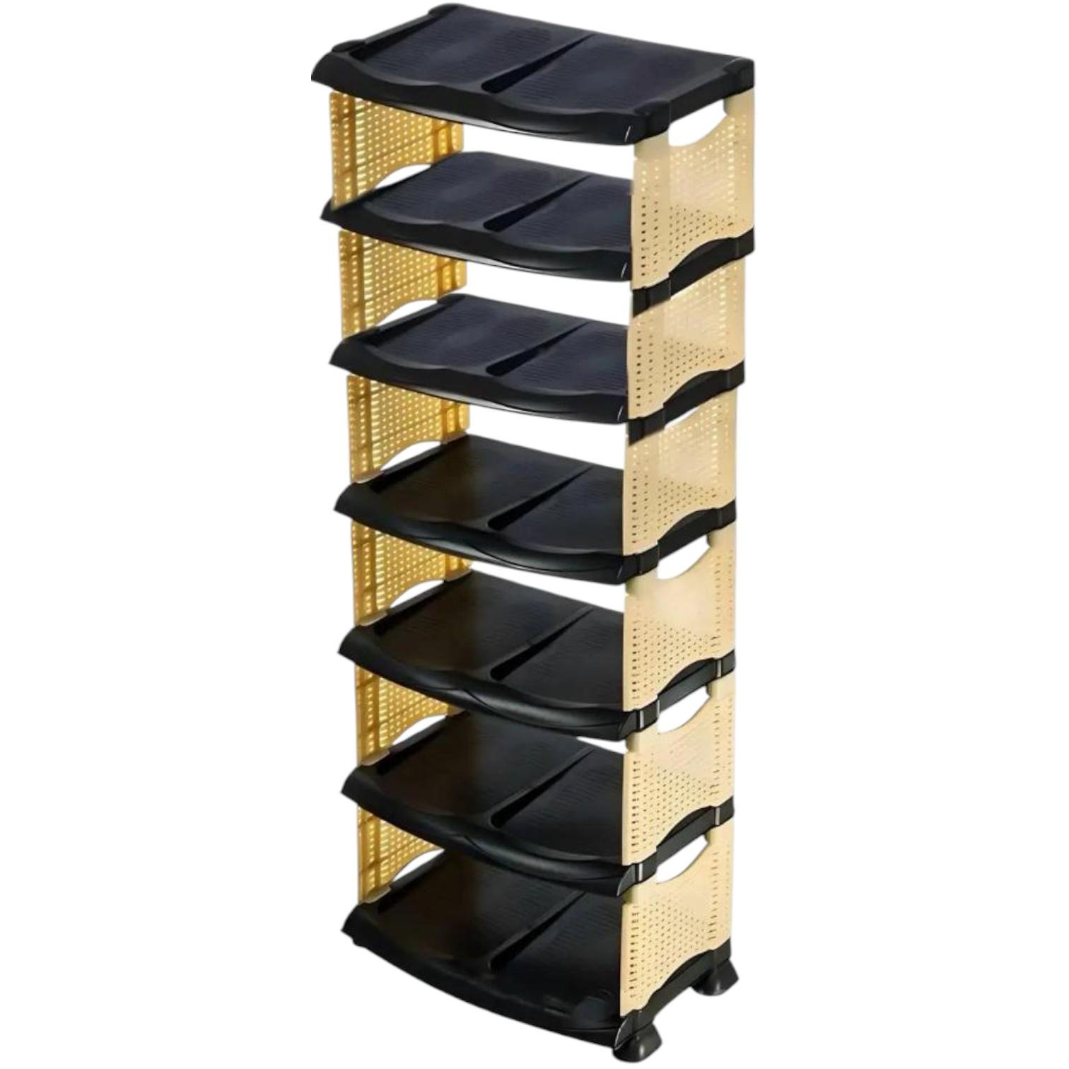 Полка для обуви Scorpion с закрытыми боками на 7 уровней из пластика Коричнево-бежевый (147-46-23061)