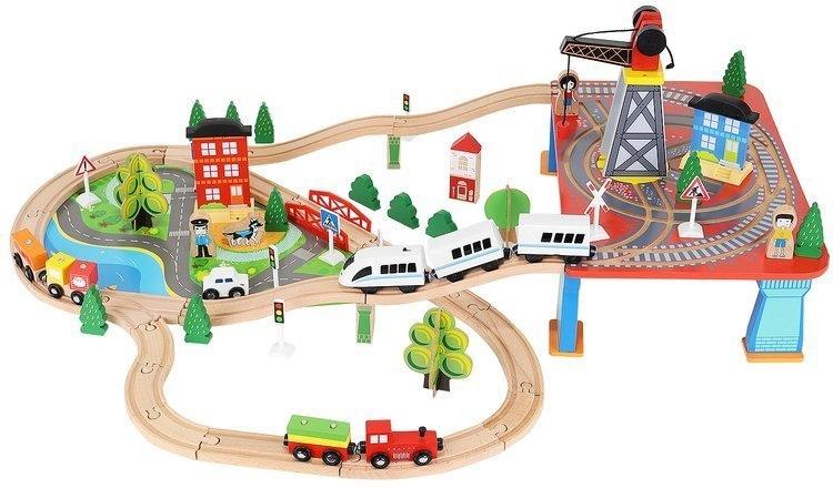 Залізниця дерев'яна з краном 88 елементів