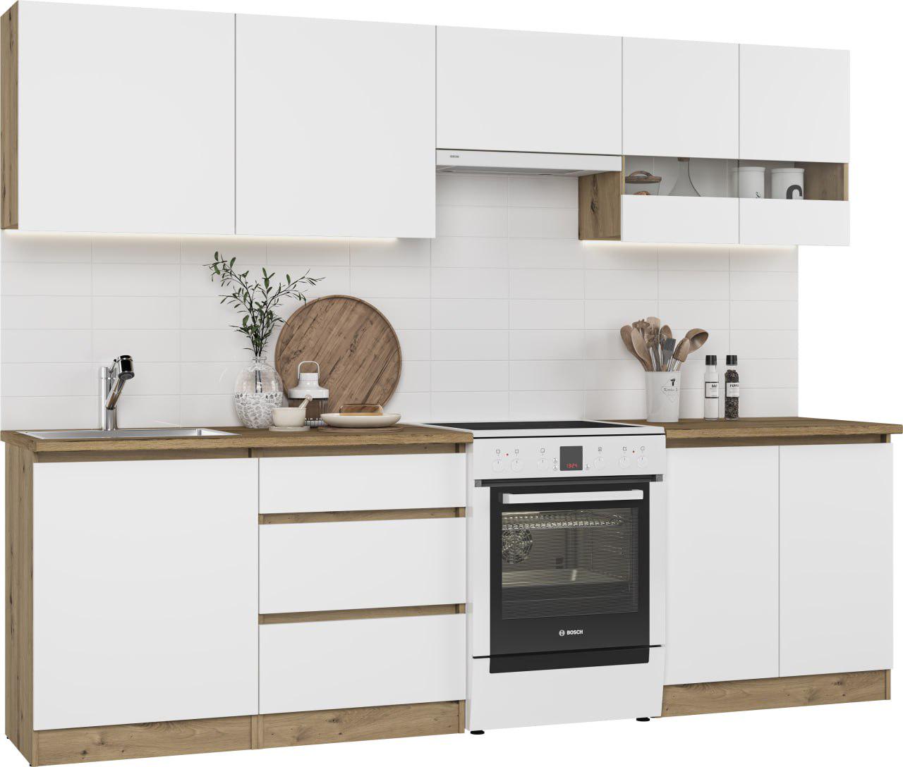 Кухня Win Мебель Пенелопа со столешницей 2,6 м Дуб Артизан/Нимфея Альба (27731357) - фото 2