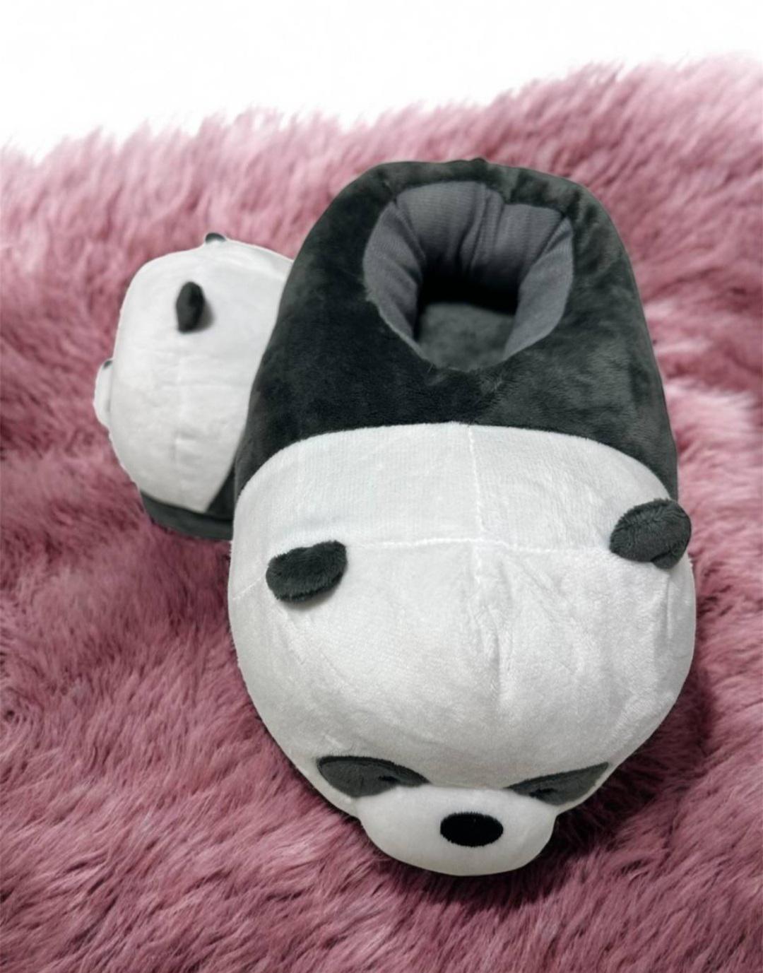 Тапочки домашние Панда р. 32-39 Черно-белый - фото 2