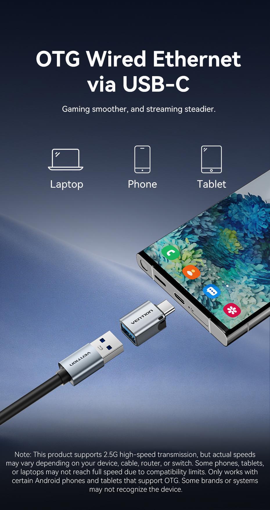 Адаптер USB-C Vention USB RJ45 0.15 м Серый (CFSHB) - фото 9