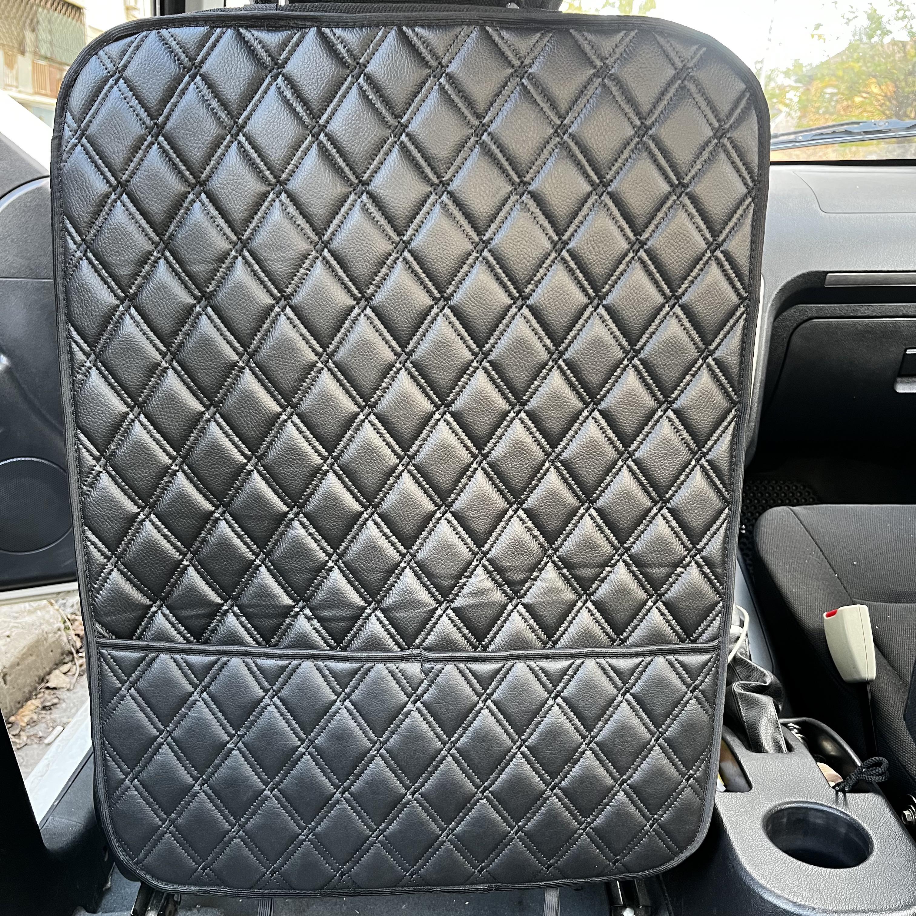 Накидка захисна на спинку переднього сидіння автомобіля з екошкіри 60x45 см з карманами Чорна (29882959)