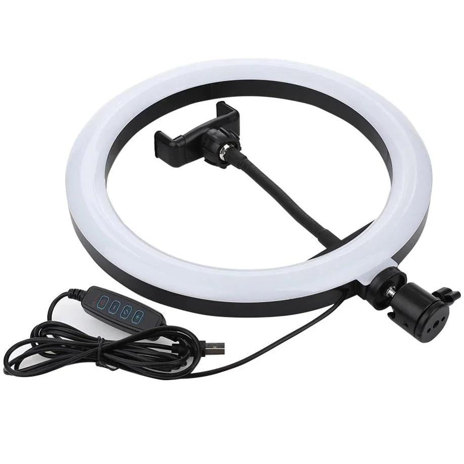 Кольцевая лампа LED Ring Fill Light QX-260 селфи кольцо на треноге с креплением телефона USB 26 см