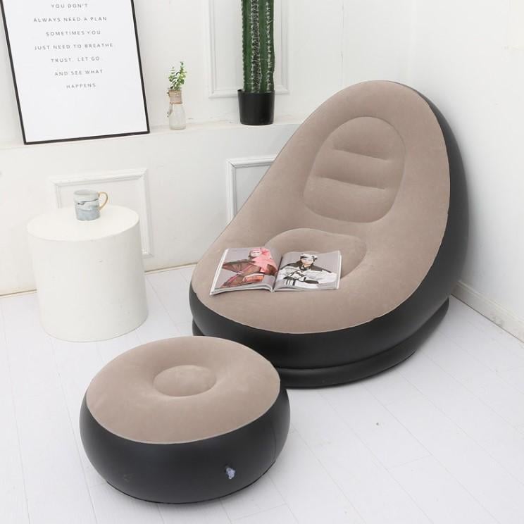 Кресло надувное с пуфиком Air Sofa Comfort велюр 76x130 см (17595711)