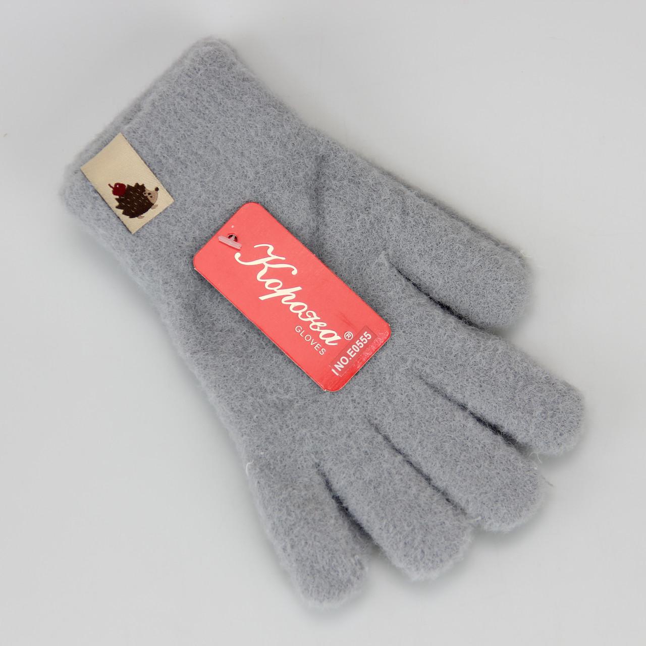 Рукавички для дівчинки Альпака вовняні осінь/зима 9-12 років Сіро-блакитний (33494)