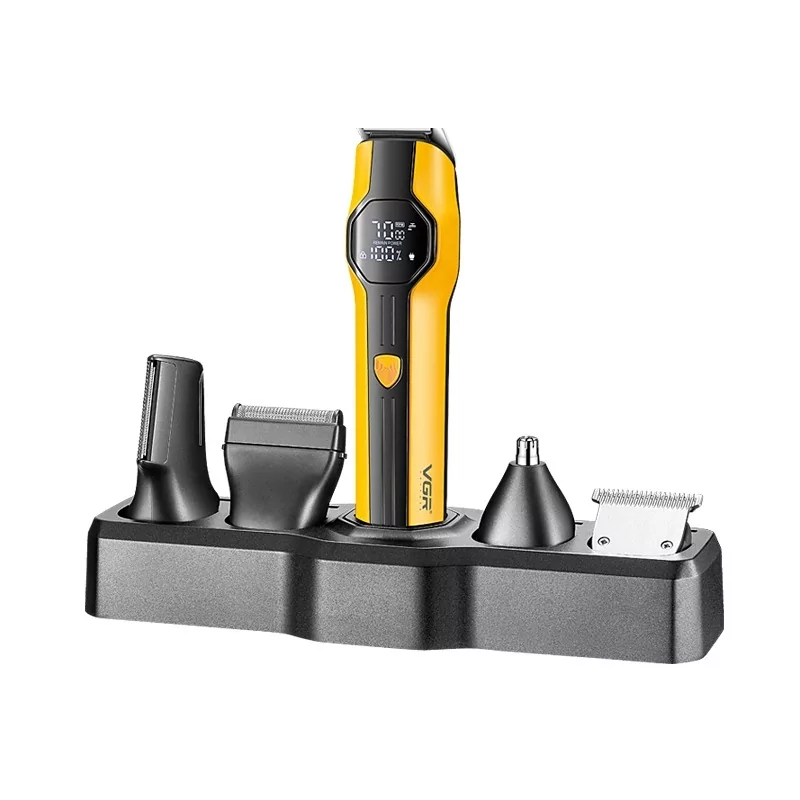 Машинка-стайлер для стрижки VGR V-173 13в1 з насадками та підставкою Жовтий