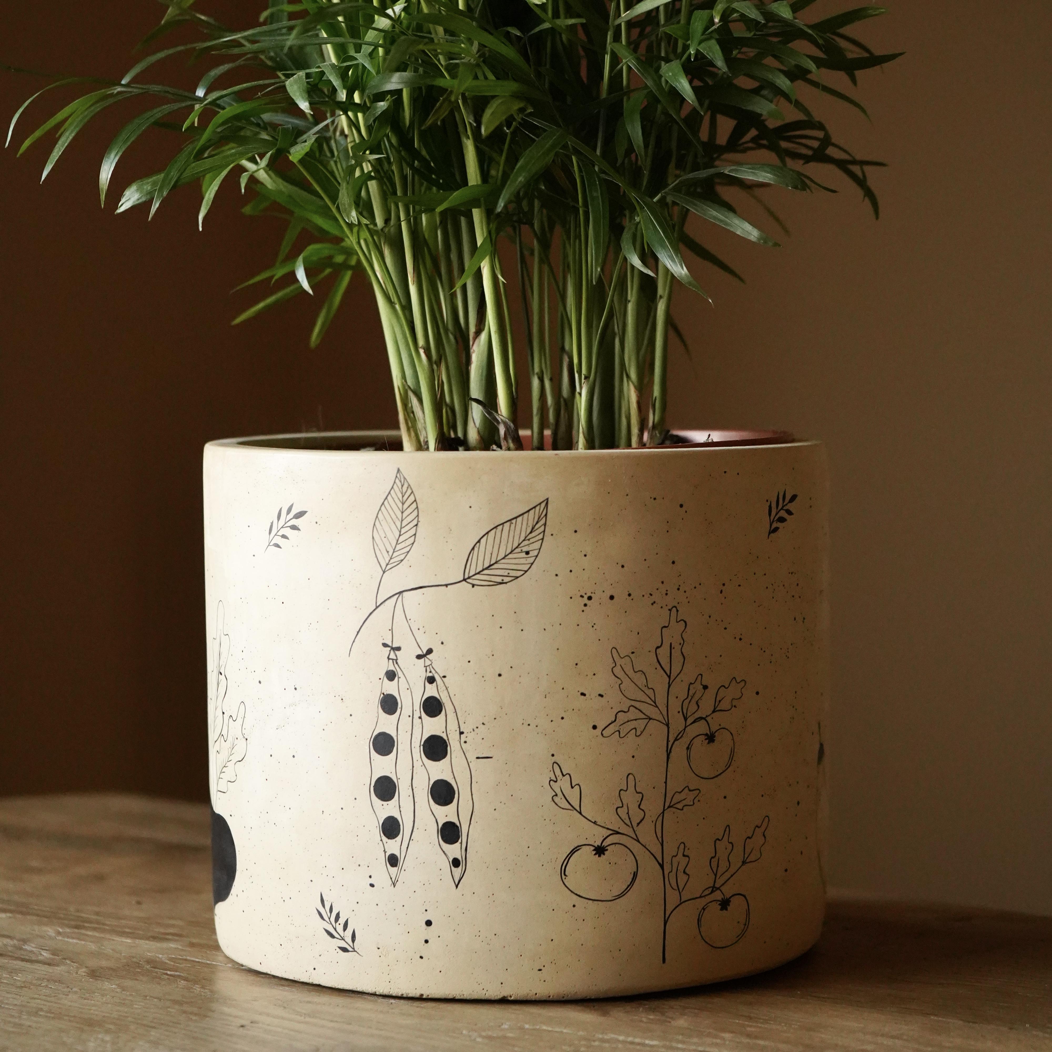 Горщик для кімнатних рослин Jungli Грядки 17x15 см Бежевий