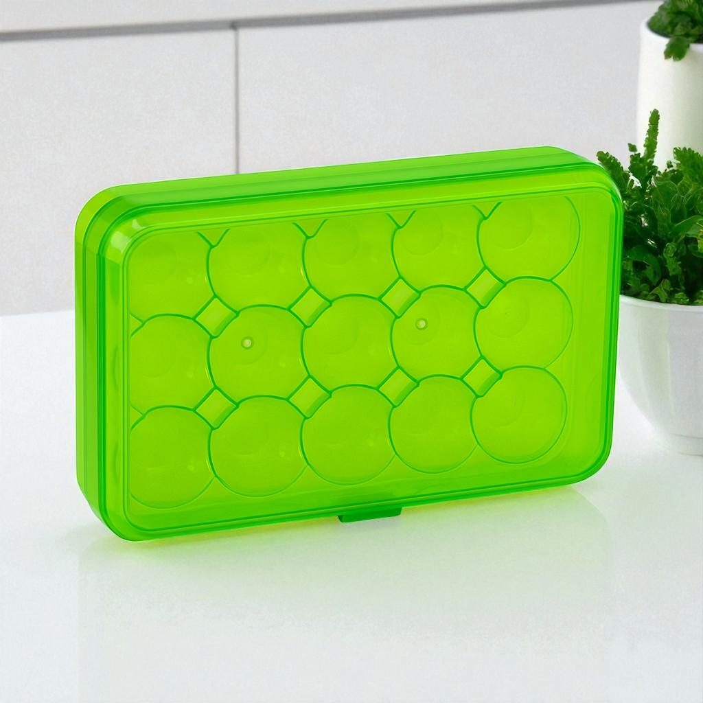 Лоток для яиц пластиковый в холодильник с крышкой 15 ячеек Зеленый (28605266)