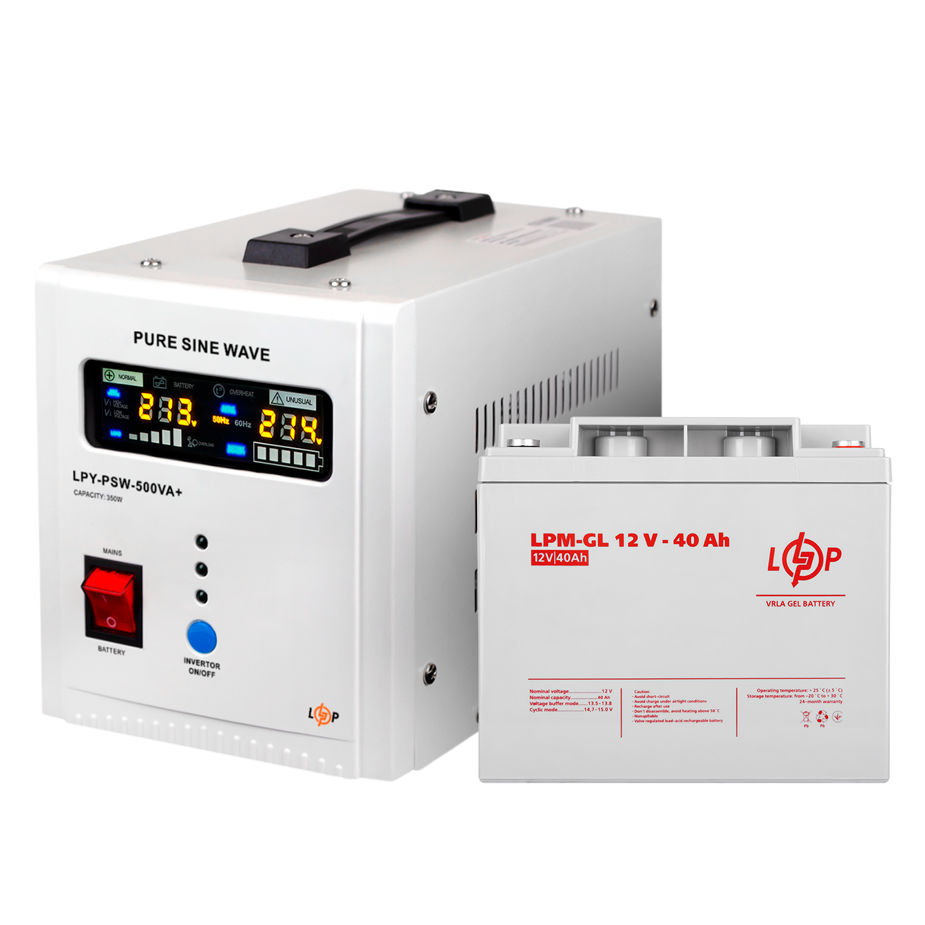 Комплект резервного живлення для дому LogicPo Wer 500 гелева батарея 520 W (14022)