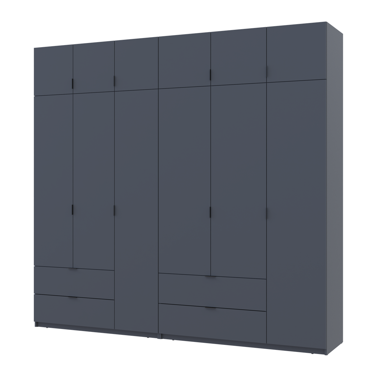 Шкаф для одежды распашный Doros Лукас 3+3 ДСП 255х50х240 см Графитовый (42005113)