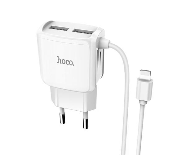 Устройство сетевое зарядное Hoco CA39 2 USB 2,4 A Lightning 1 м White