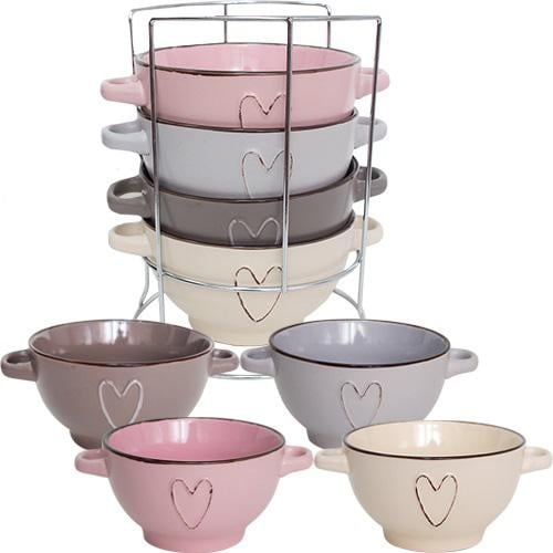 Набор пиал Heart 680 мл 4 шт. на металлической стойке (ST-054-04-09) - фото 2 Набор пиал Heart 680 мл 4 шт. на металлической стойке (ST-054-04-09) - фото 2